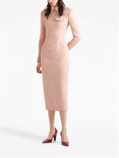 Prada Stretch Natté Wool Midi Dress 